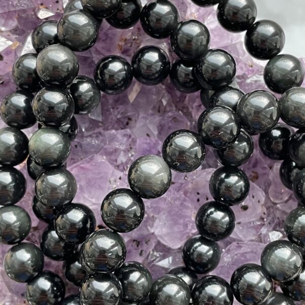 Vaivorykštinio obsidiano apyrankė, 8 mm - Image 3