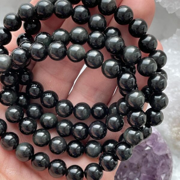 Vaivorykštinio obsidiano apyrankė, 8 mm - Image 2
