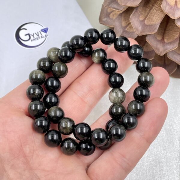 Auksinio obsidiano apyrankė, 10 mm - Image 2