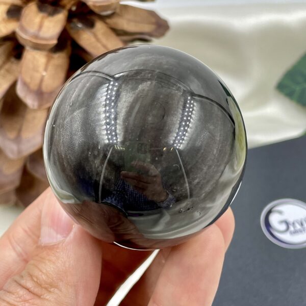 Sidabrinio obsidiano rutulys, 197 gr.