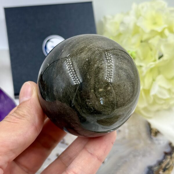 Auksinio obsidiano rutulys (sfera), 392 gr.